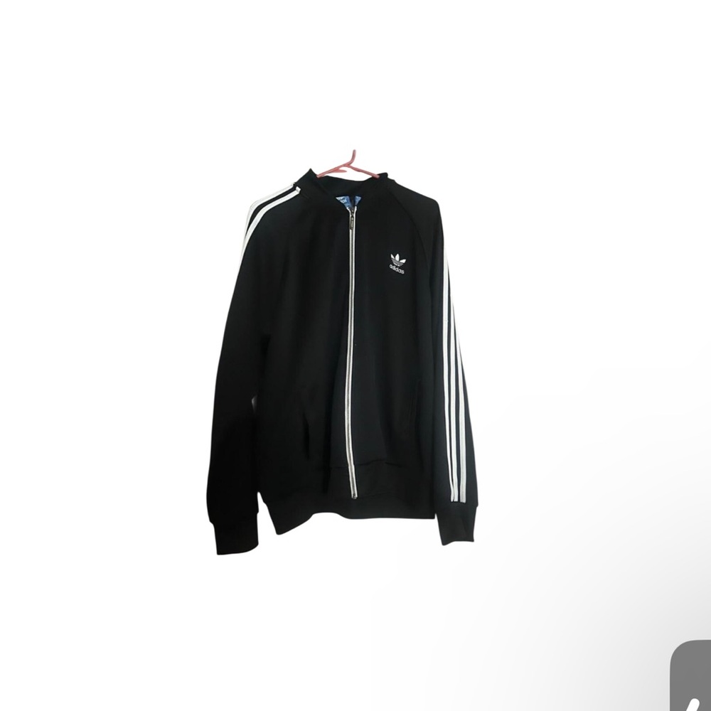 adidas Black Jacket with White Three-Stripes